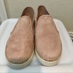 Vince Camuto Pink Suede Tambie slip on Espadrille Sneakers Blush Pink Round Toe
